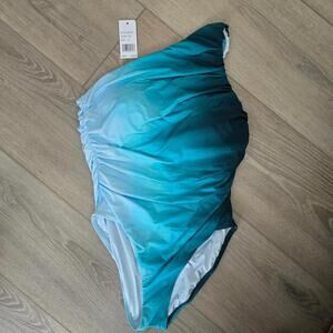 La Blanca One-Shoulder Ombre One-Piece Swimsuit, Size 12, Brand New!